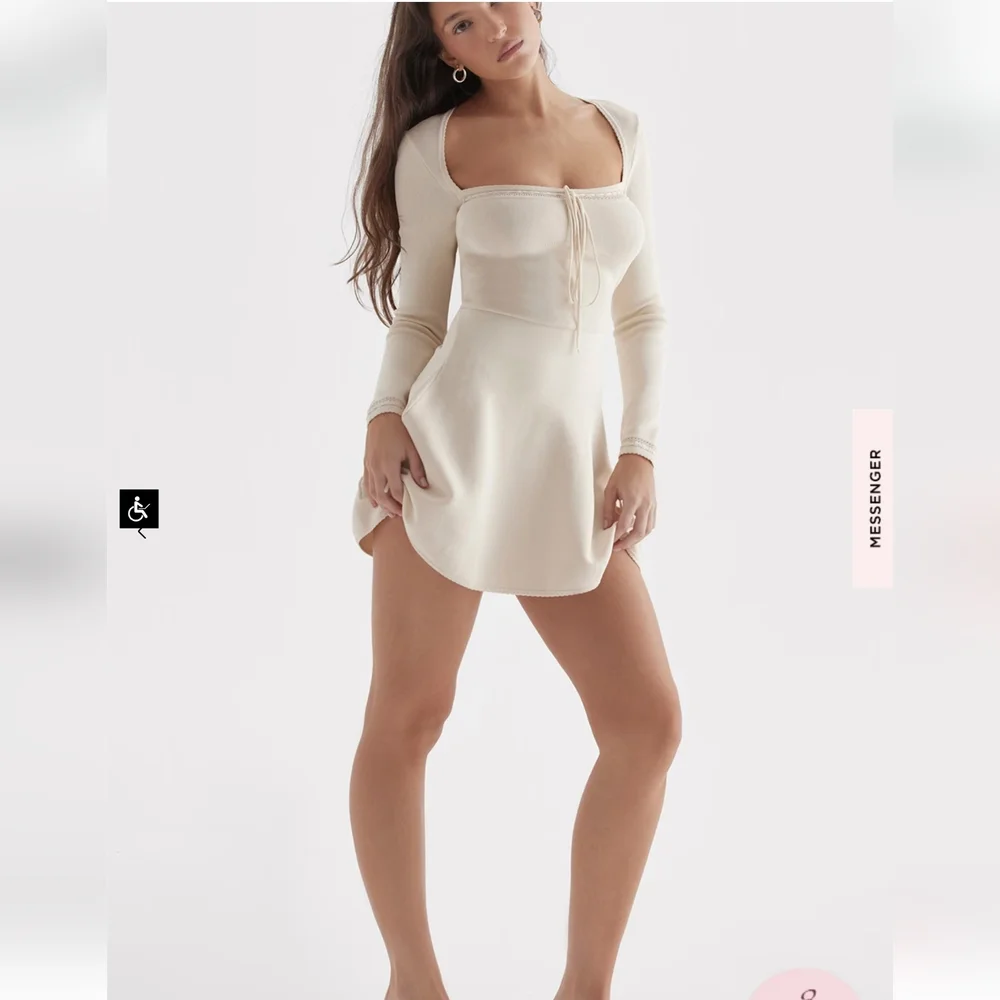 House of CB Caprice Cream Dainty Knit Mini Dress - Picture 16 of 16
